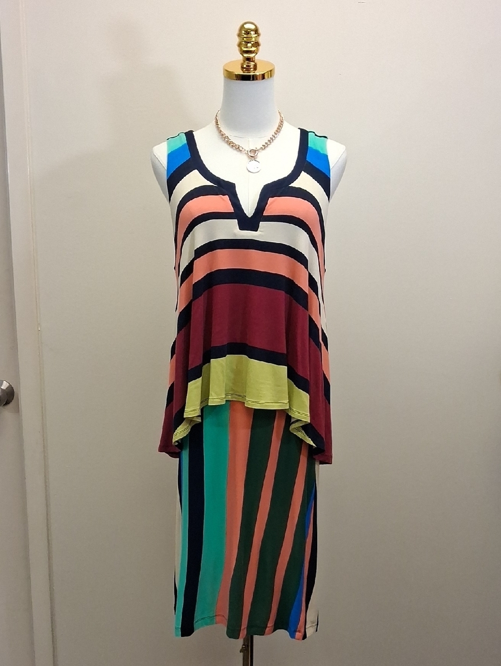 Maeve Striped Knit Midi Dress Sleeveless Multicolor Size Medium